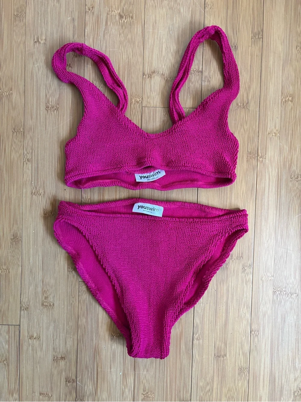 Youswim Eva Standard Waist Fuchsia Ribbed Bikini Set - Picture 2 of 3